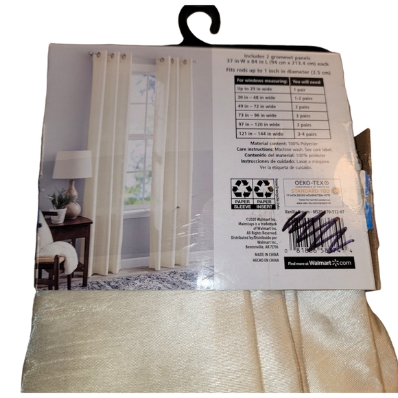 Mainstays 2 Pair (4panels) Grommet Curtain Panels - Picture 4 of 6